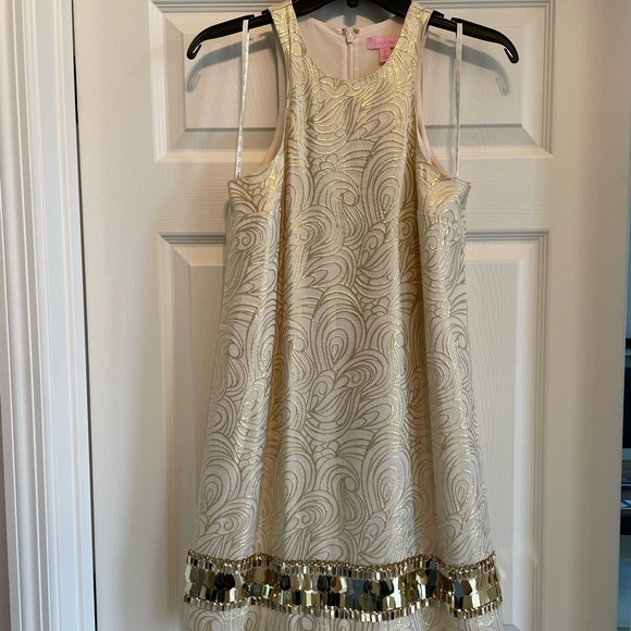 NWOT Lilly Pulitzer XS gold swing dress - Picture 2 of 10